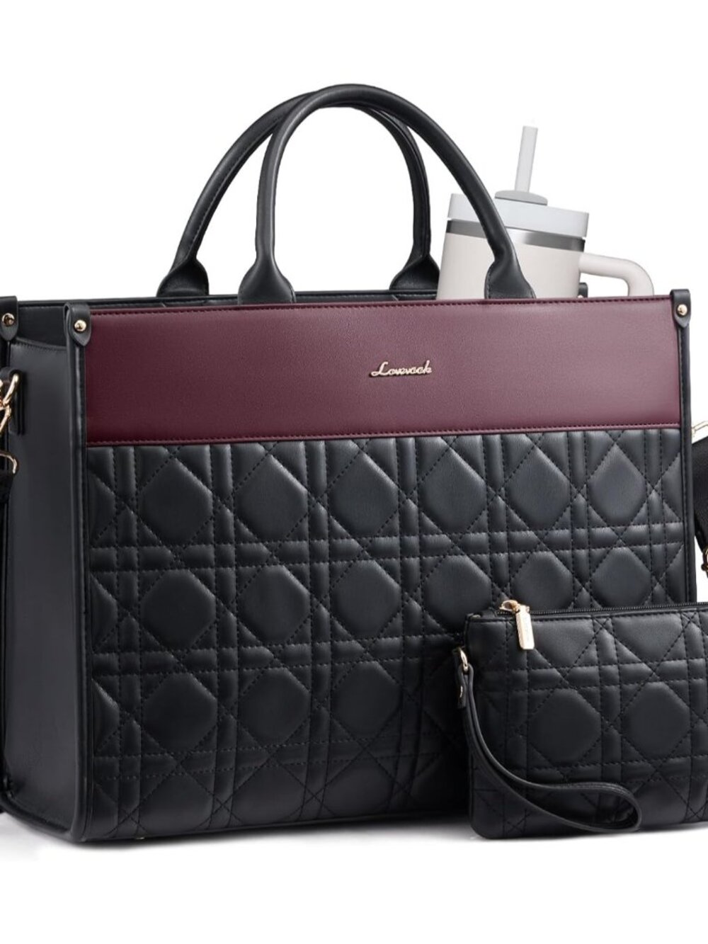 Laptop Tote Bag for Women,Waterproof Leather Work Bag for Teacher,Business Offic